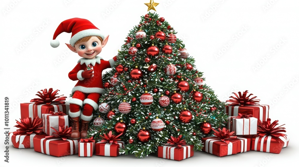 Elf and Christmas Tree Elf and Christmas Tree