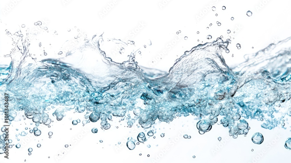 Water waves with bubbles isolated against a white backdrop Water waves with bubbles isolated against a white backdrop