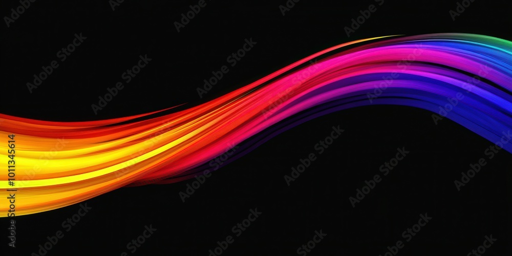 Obraz premium Abstract Rainbow Wave on Black Background