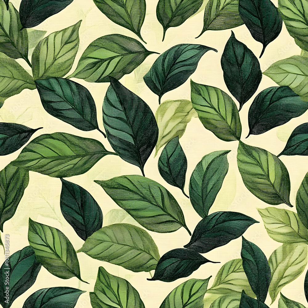 Obraz premium vintage green leaves pattern