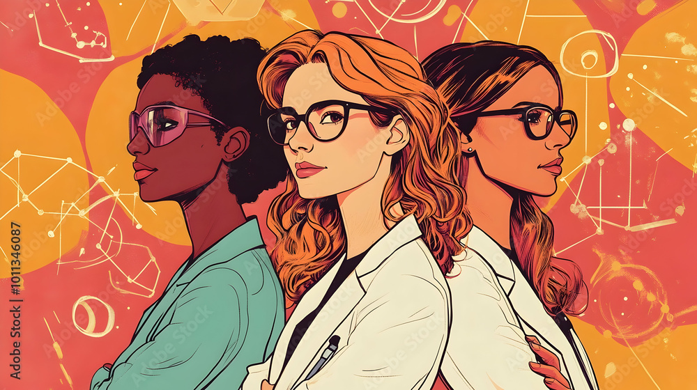illustration of a female scientists illustration of a female scientists