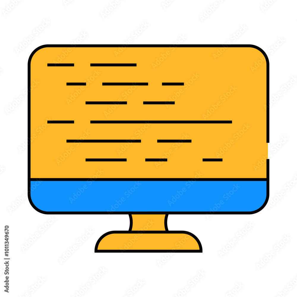 coding on computer screen line icon vector. coding on computer screen sign. isolated symbol illustration coding on computer screen line icon vector. coding on computer screen sign. isolated symbol illustration