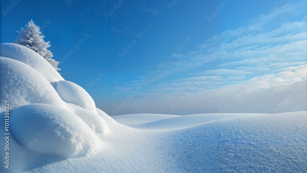 Obraz premium Serene Snow-Covered Hills Under a Clear Blue Sky for Winter-Themed Designs, Blogs, or Nature Wallpapers