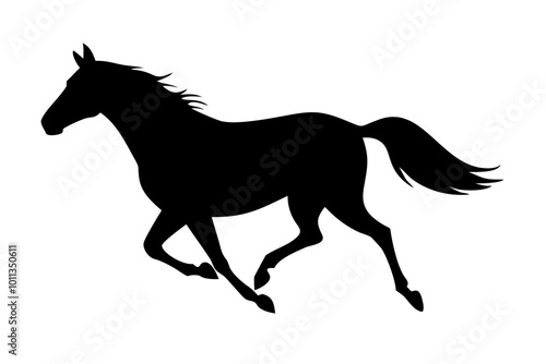 Silhouette of running horse.