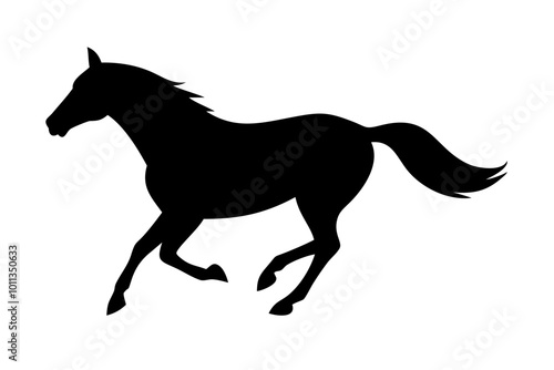 Silhouette of running horse.