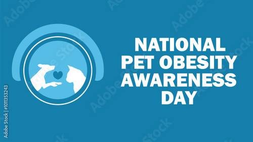 National Pet Obesity Awareness Day vector banner design with geometric shapes and vibrant colors on a horizontal background.