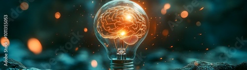 Glowing Brain Inside Lightb...