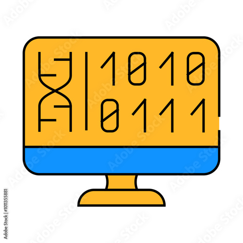 generating protein cell using computer code line icon vector. generating protein cell using computer code sign. isolated symbol illustration