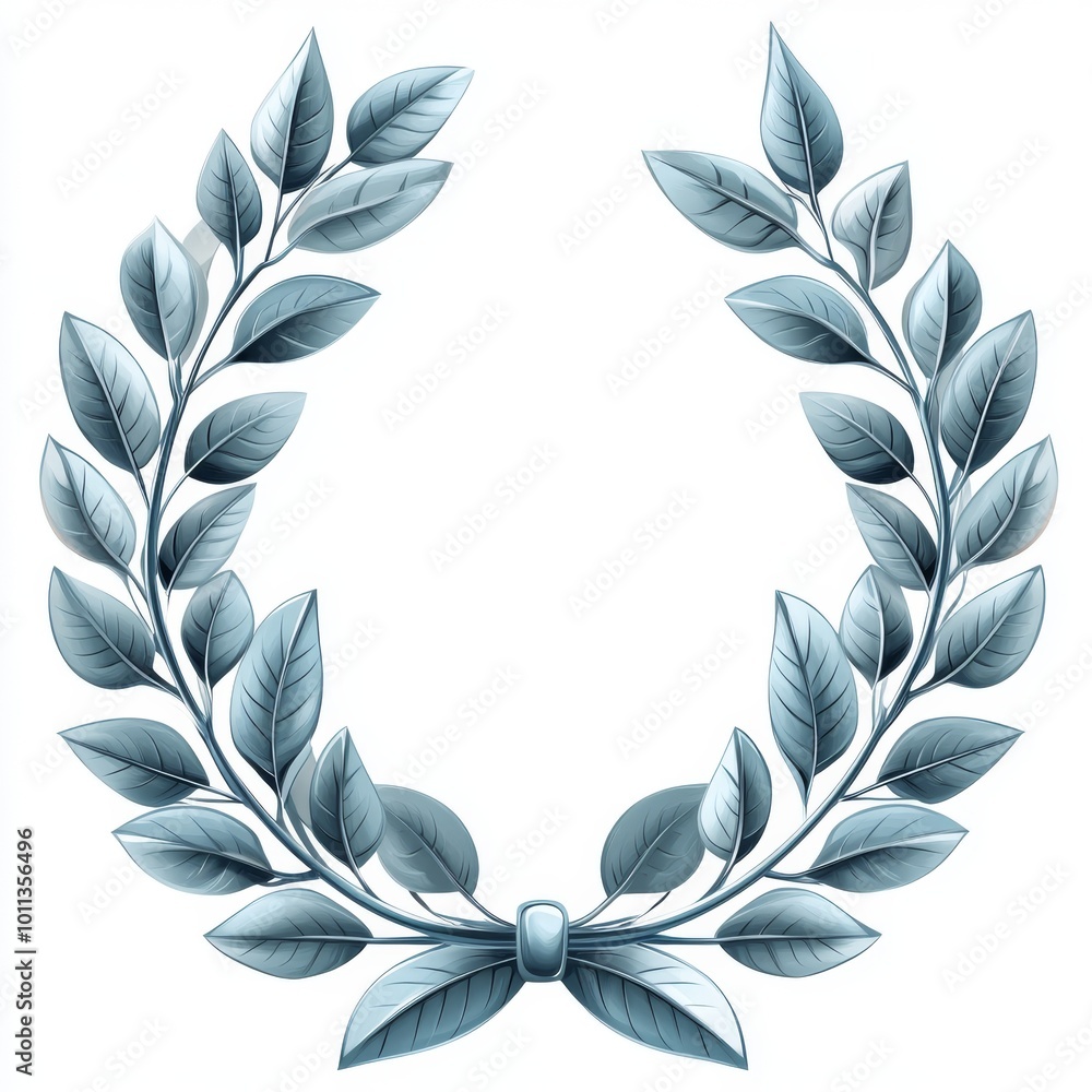 Elegant Laurel Wreath Design With Green Leaves, Symbolizing Victory or Achievement Elegant Laurel Wreath Design With Green Leaves, Symbolizing Victory or Achievement