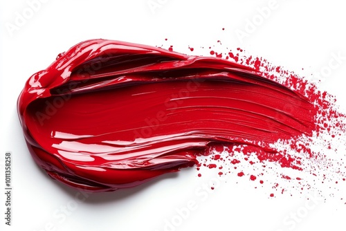 Vivid Red Paint Smeared Across a White Surface Showcases Artistic Creativity and Texture photo