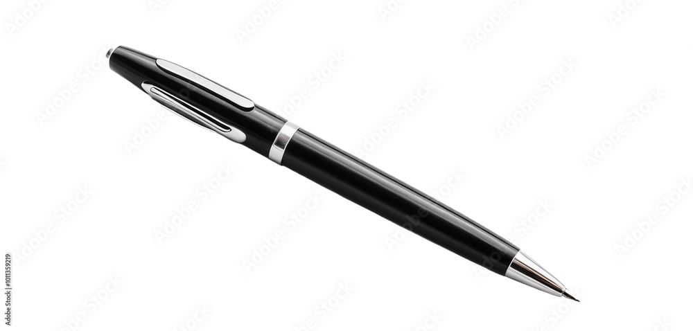 Black Ballpoint pen with a cap isolated on white background. Cut out Black Ballpoint pen with a cap isolated on white background. Cut out