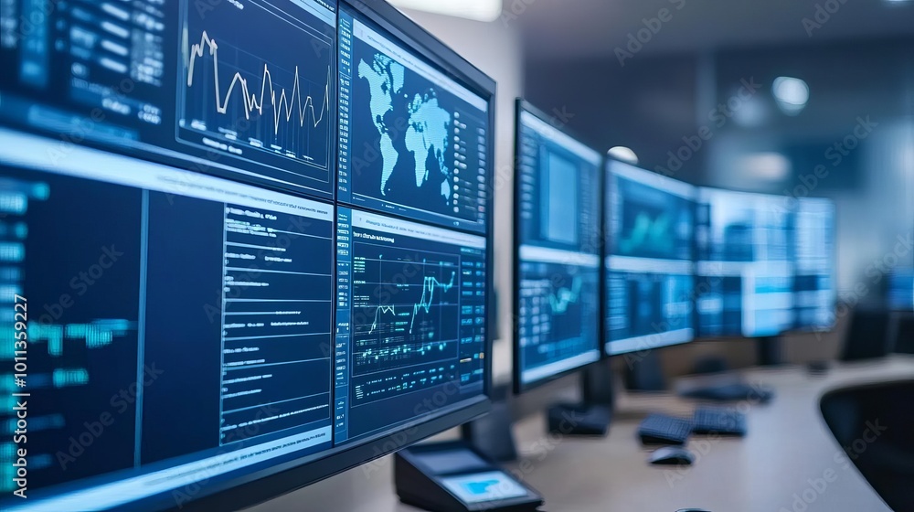 A high-tech emergency flood response center, showing real-time data and warnings, Flood disaster response center, tech in emergency management A high-tech emergency flood response center, showing real-time data and warnings, Flood disaster response center, tech in emergency management