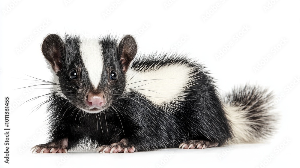 A Curious Skunk Exploring Its Surroundings in a Bright, Well-Lit Space During the Day A Curious Skunk Exploring Its Surroundings in a Bright, Well-Lit Space During the Day