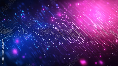 Vibrant Abstract Background Featuring Glowing Lines and Circuit Patterns in Blue and Pink Shades