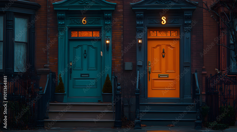 Emerald and Burnt Orange Neighbor Doors Emerald and Burnt Orange Neighbor Doors