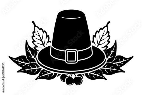 Elegant Traditional Pilgrim Hat with Buckle Vector Art for Seasonal Projects
