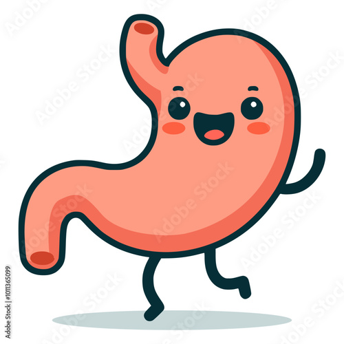 happy stomach cartoon kawaii healthcare internal human organ system vector illustration template design