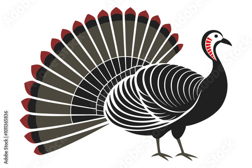 Elegant Turkey Line Art Vector Design Showcasing Fanned Feathers for Creative Projects
 photo