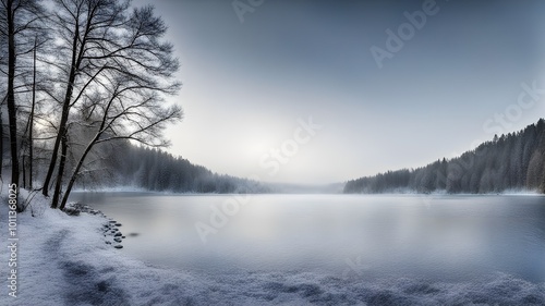 lake with winter