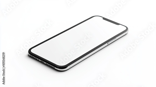 A modern iPhone with a blank screen positioned on a white background, leaving room for inserting your own content or promotional material.