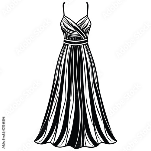 spaghetti strap maxi dress vector art vector illustration