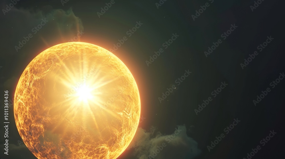 Stunning depiction of a fiery sun with vibrant solar flares against a dark background, showcasing the power of our star. Stunning depiction of a fiery sun with vibrant solar flares against a dark background, showcasing the power of our star.