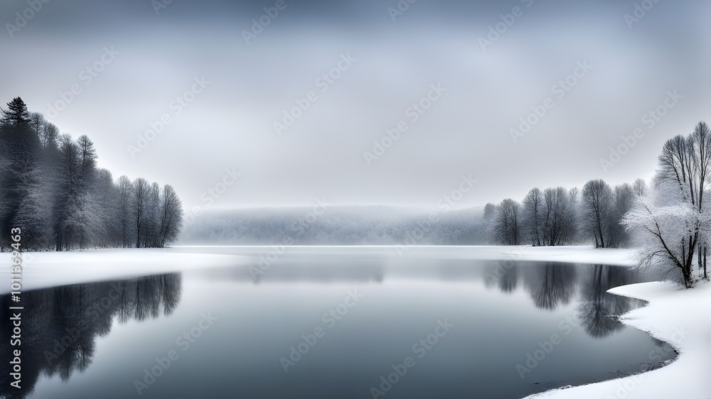 Fototapeta premium lake with winter