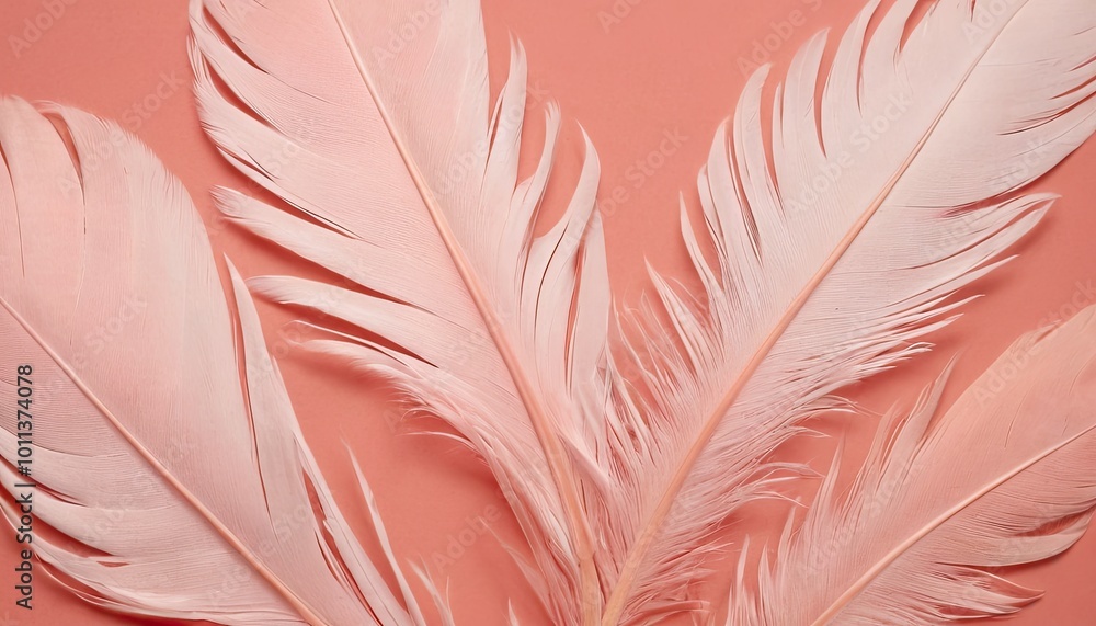 Fototapeta premium Soft pink feathers texture background Swan Feather 9