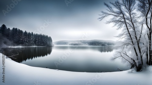 lake with winter