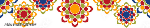 Diwali Rangoli flower Hindu festival decoration element colorful border design, No background