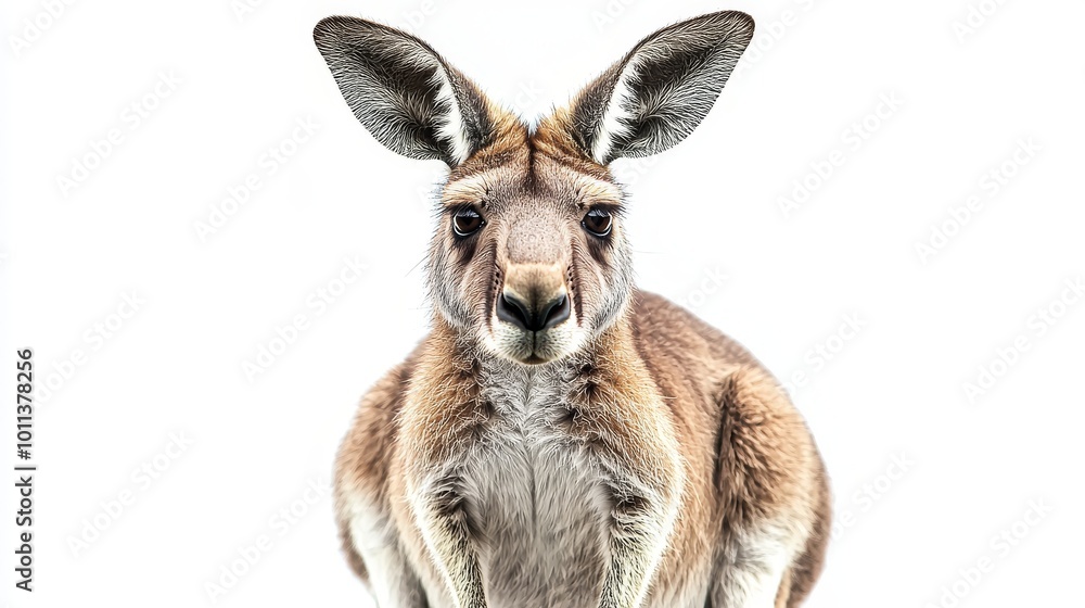 Fototapeta premium A Close-Up View of a Kangaroo Against a Plain Background in a Natural Habitat Setting