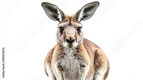 A Close-Up View of a Kangaroo Against a Plain Background in a Natural Habitat Setting