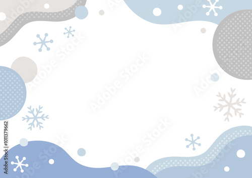 雪と幾何学模様のポップなフレーム02