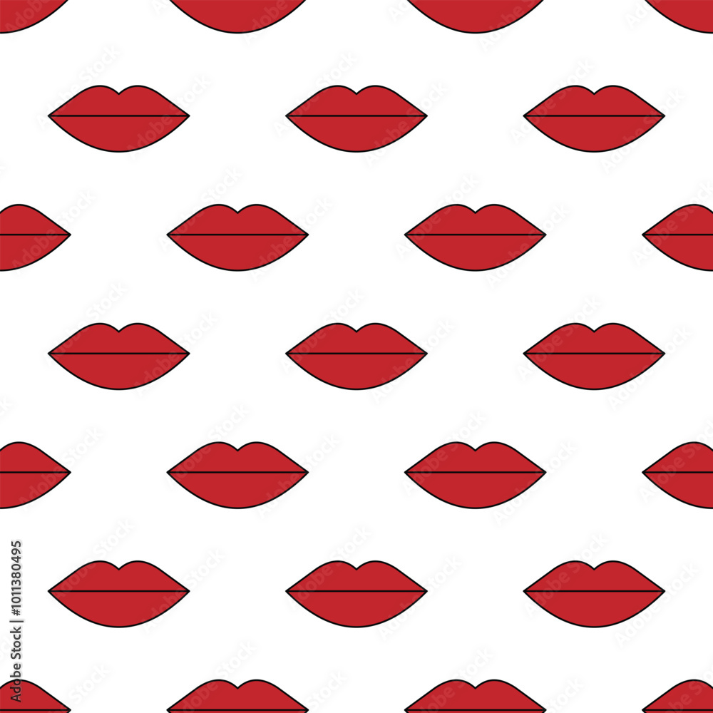 Red lips pattern seamless vector illustration Red lips pattern seamless vector illustration