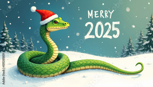 green snake as a symbol of the new year 2025, ai generated