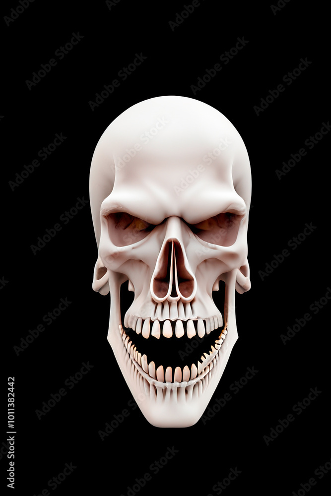 Fototapeta premium human skull isolated on black jaw line