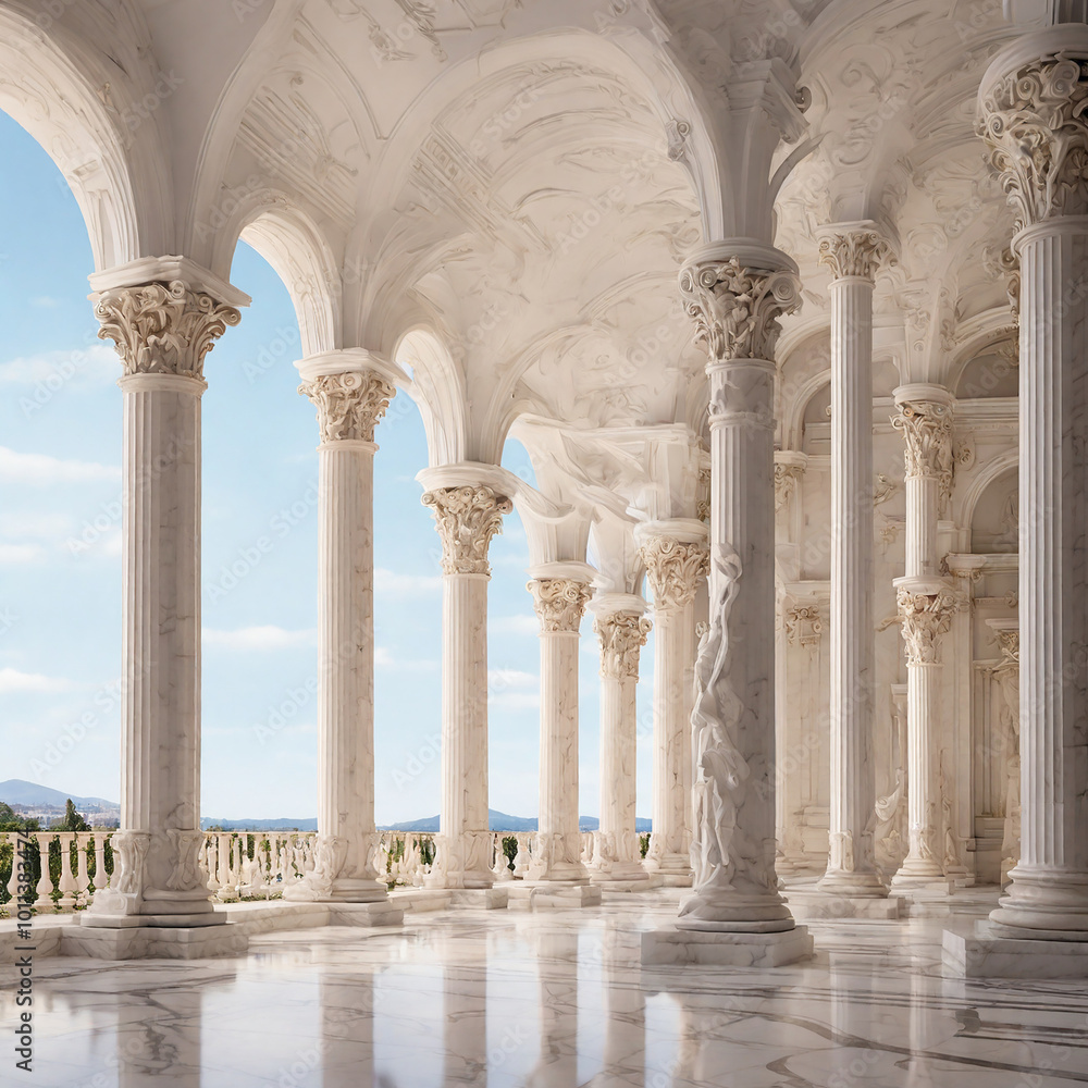 Fototapeta premium Elegant Classical Architecture with White Marble Columns and Historic Charm.