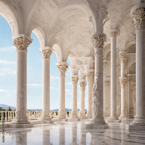 Elegant Classical Architecture with White Marble Columns and Historic Charm.