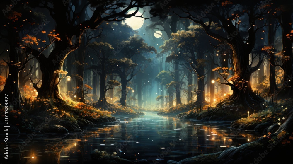 Fototapeta premium Enchanted Forest Night