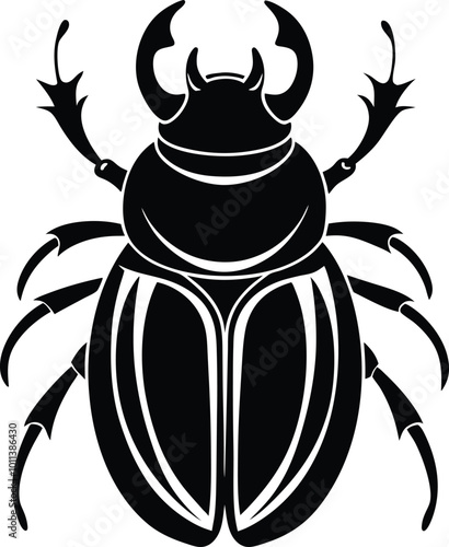 Silhouette design of dung beetle logo vector illustration