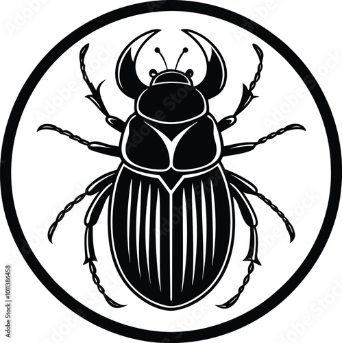 Silhouette design of dung beetle logo vector illustration