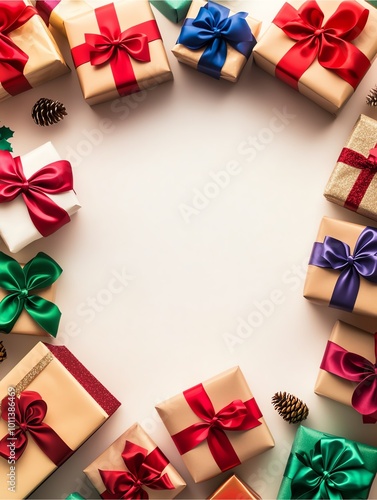 Wallpaper Mural Colorful wrapped gifts arranged in a circular pattern on a light background, perfect for festive occasions and celebrations. Torontodigital.ca