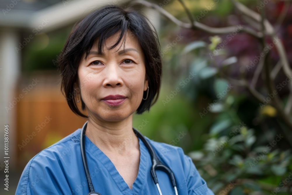 Portrait of a middle aged Asian female registered nurse Portrait of a middle aged Asian female registered nurse