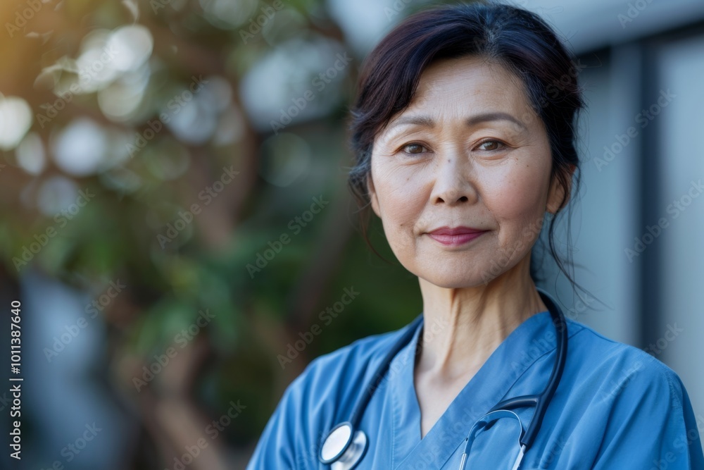 Portrait of a middle aged Asian female registered nurse Portrait of a middle aged Asian female registered nurse