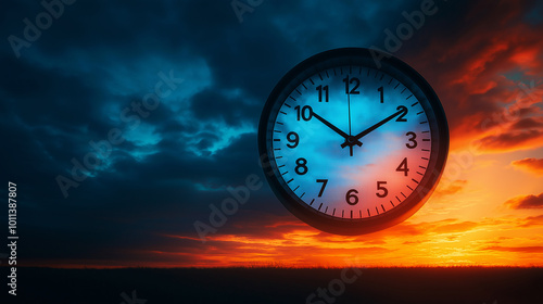 Wallpaper Mural Night to Day Transition, showing the sky changing from dark to light, with copy space, Daylight Savings Time Ends Torontodigital.ca