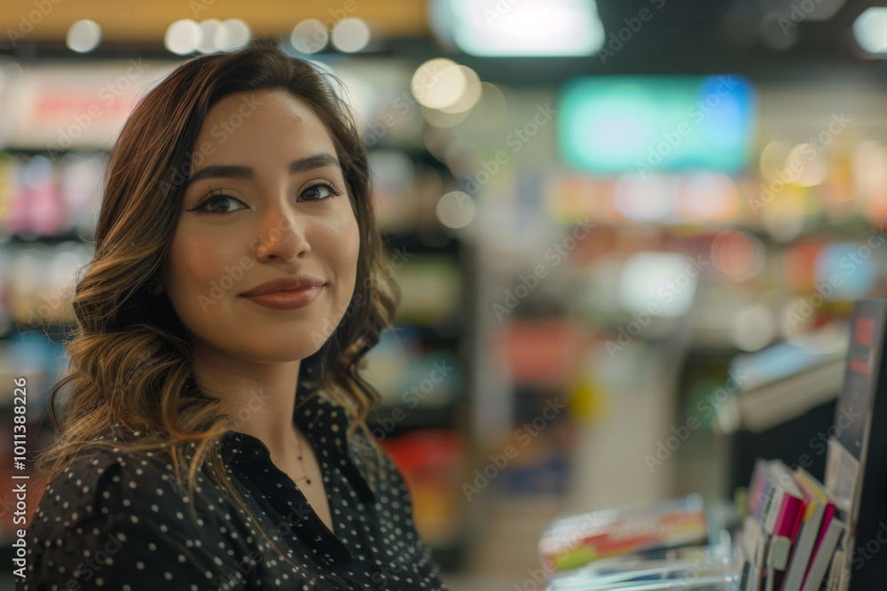 Obraz premium Young adult Hispanic female retail sales associate