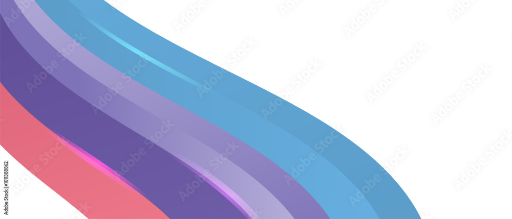 Fototapeta premium Abstract waves in vibrant hues flowing gracefully across a clean, white background, evoking a sense of fluid motion and calm