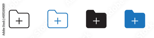 Add folder icon linear graphics set vector in black