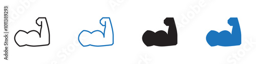 Arm icon linear graphics set vector in black