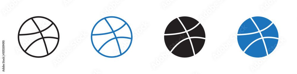 Basketball icon linear graphics set vector in black Basketball icon linear graphics set vector in black